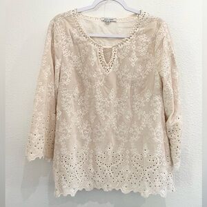 John Mark Beige Lace Blouse